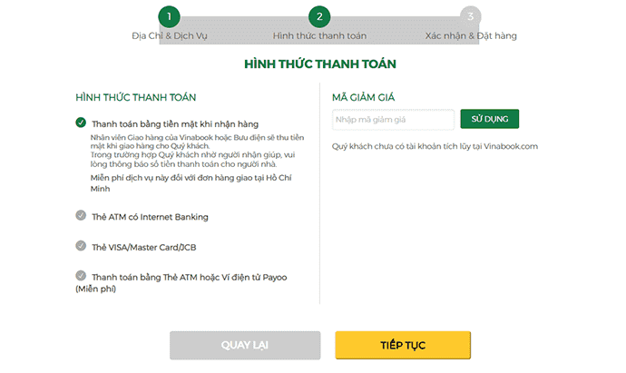 Cách sử dụng mã giảm giá tại VinaBook.com