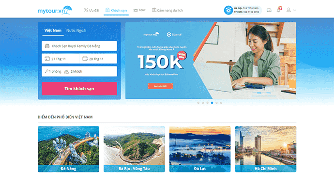 Mytour là ứng dụng đặt phòng online nhiều tiện ích