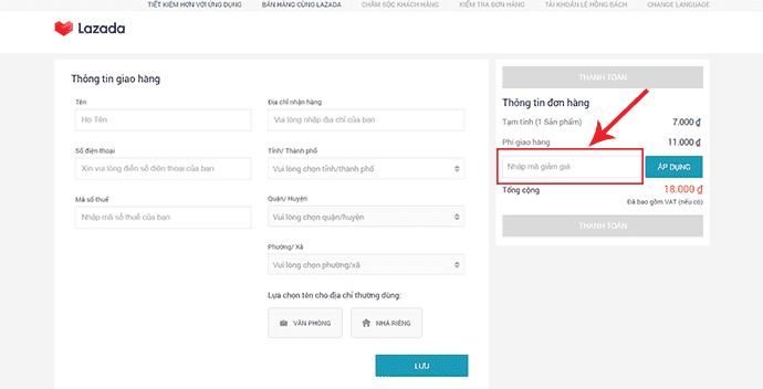 Cách sử dụng mã giảm giá tại Lazada
