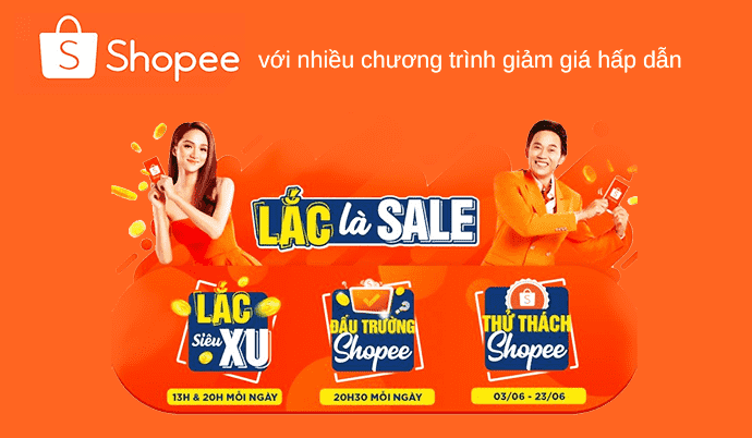 Shopee với nhiều chương trình giảm giá hấp dẫn