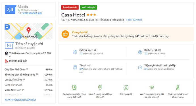 Thông tin khách sạn được hiển thị đầy đủ, chi tiết và cụ thể trên Agoda