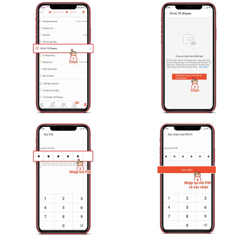 Hướng dẫn tạo/thay đổi mã PIN Số dư tài khoản Shopee