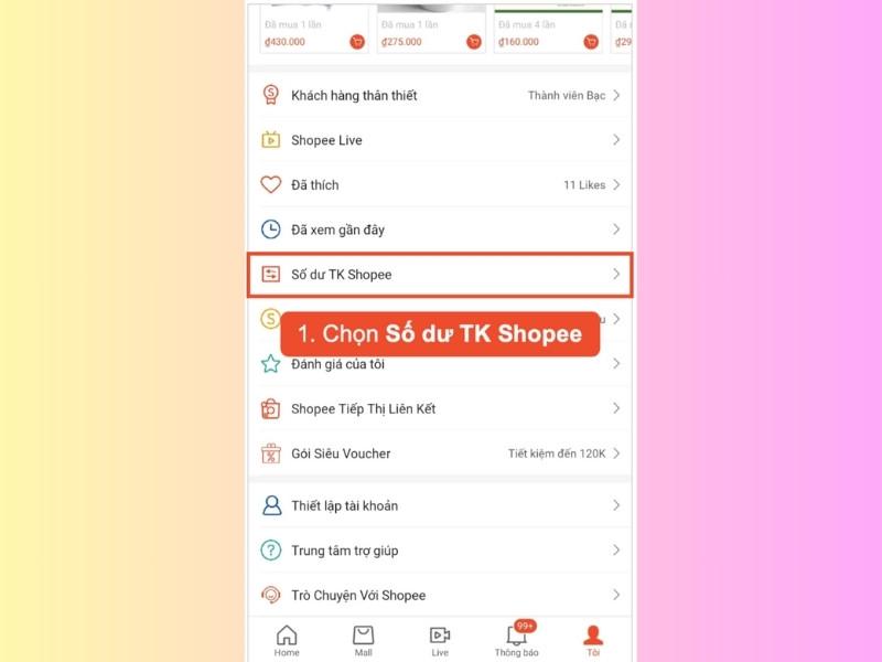 Hướng dẫn nhanh cách kiểm tra số dư tài khoản Shopee